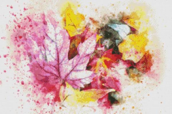 Diamond Painting Bild, Herbstliches Aquarell, runde Steinchen, ca. 75x50cm, 50 Farben, Vollbild