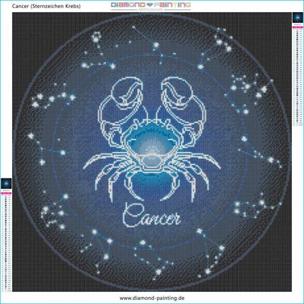 Zodiac Sign Cancer, Glow In The Dark – Night Glow, Square Stones, 60x60cm, 45 Colours, Full Image