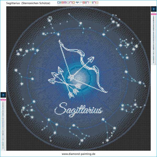 Zodiac Sign Sagittarius, Glow In The Dark – Night Glow, Square Stones, 60x60cm, 45 Colours, Full Image