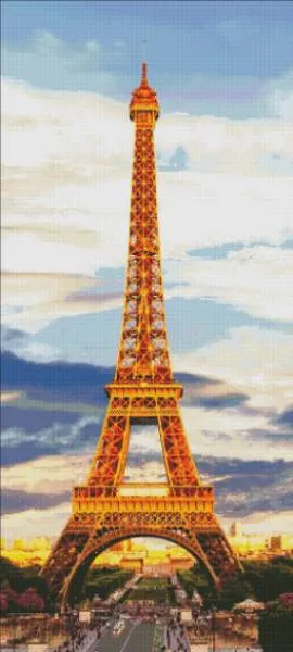 Diamond Painting Bild, Eiffelturm, 70x156cm, 60 Farben, runde Steine, Vollbild