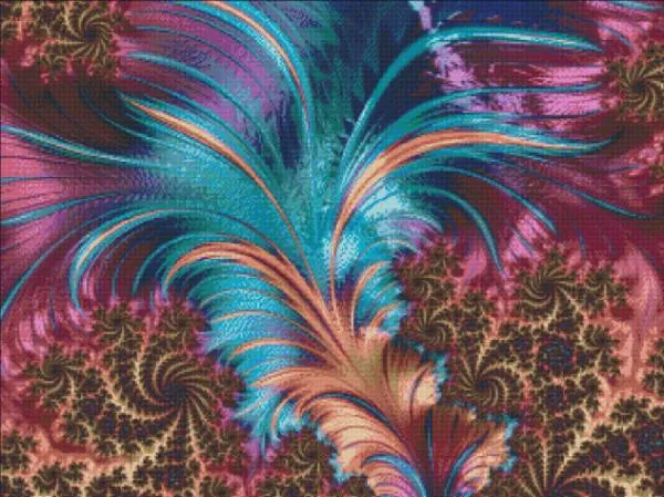 Diamond Painting picture, color dream feather, 100x75cm, 55 colors, round stones, full image