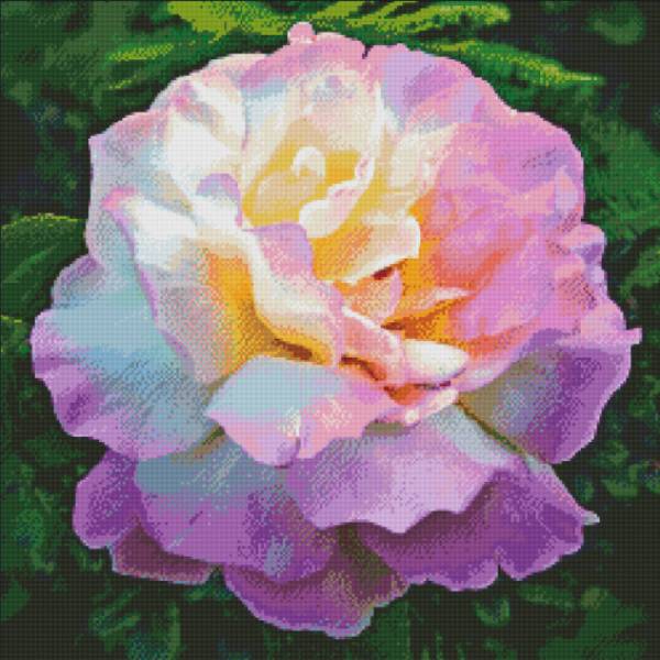 Diamond Painting Bild, Pastellblüte, runde Steinchen, 70x70cm, 50 Farben, Vollbild