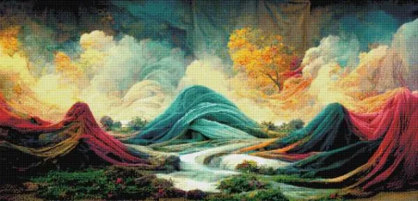 Color out of Place - Softness, 125x60cm, 60 Farben, runde Steine, Vollbild