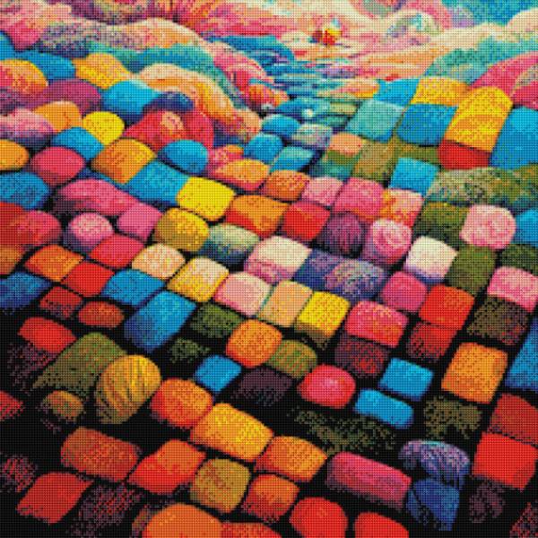 Color out of Place - Pillow Land, 60x60cm, 40 Farben, runde Steine, Vollbild