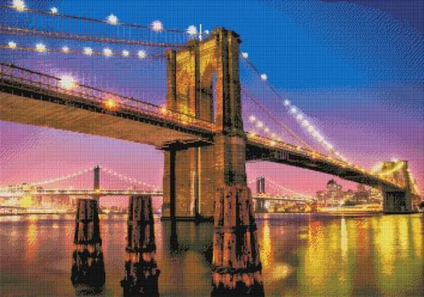 Diamond Painting picture, Brooklyn Bridge, 100x70cm, 60 colours, square stones, full picture