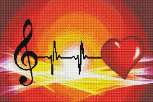 Diamond Painting Bild, Heartbeat, 60x40cm, 35 Farben, runde Steine, Vollbild