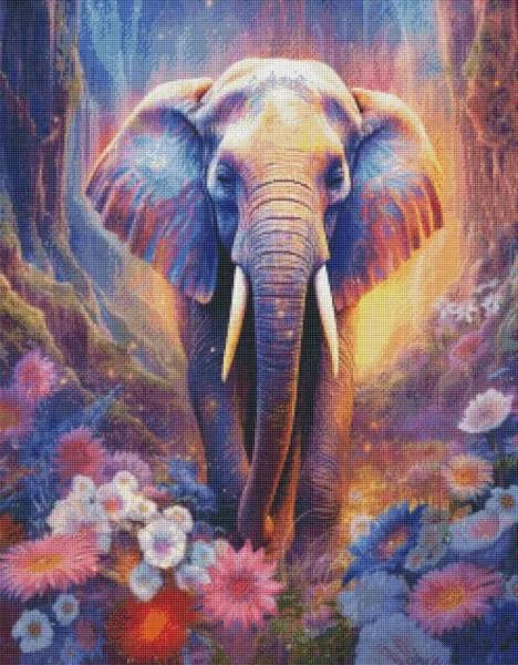 Diamond Painting Bild, Elefant, 70x90cm, 70 Farben, runde Steine, Vollbild