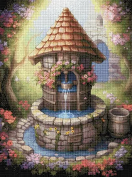 Diamond Painting picture, Wishing Fountain, 75x100cm, 70 colours, round stones, full picture