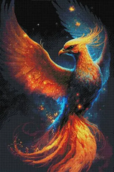 Diamond Painting Bild, Phoenix, 60x90cm, 60 Farben, runde Steine, Vollbild
