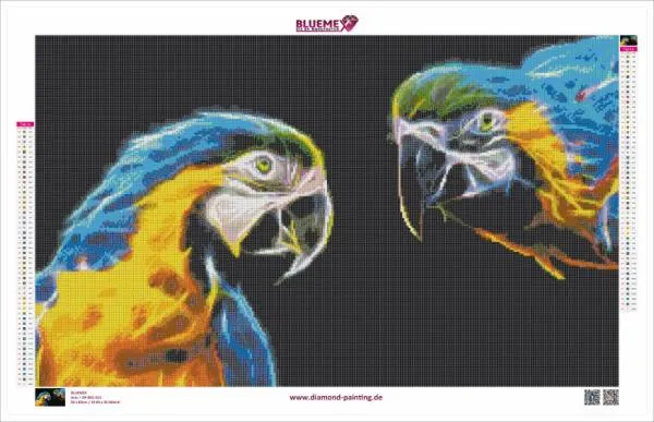 Diamond Painting picture, Macaws, 83x50cm, 51 colours, round stones, full picture