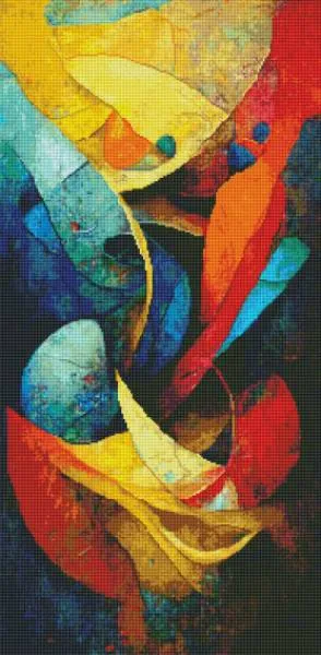 Diamond Painting Bild, Abstrakte Kunst, 50x100cm, 64 Farben inkl. 3 AB, runde Steine, Vollbild
