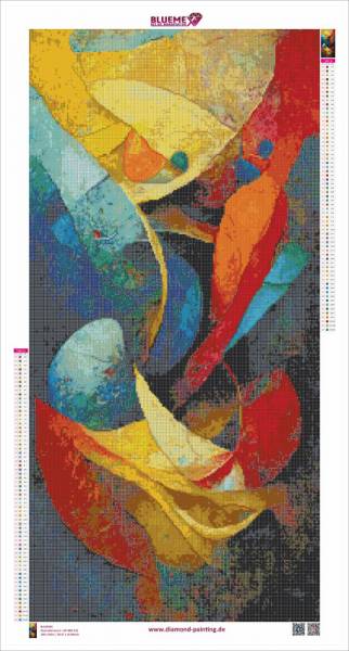 Diamond Painting Bild, Abstrakte Kunst, runde Steinchen, 50x100cm, 64 Farben inkl. 3 AB, Vollbild