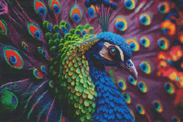 Diamond Painting picture, noble peacock, round stones, 75x50cm, 63 colours, 4 AB, full picture
