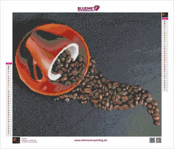 Diamond Painting Bild, Kaffeepause, 60x50cm, 40 Farben, runde Steine, Vollbild