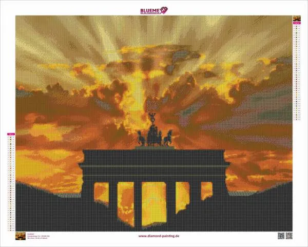 Diamond Painting Bild, Brandenburger Tor, 90x70cm, 43 Farben, runde Steine, Vollbild