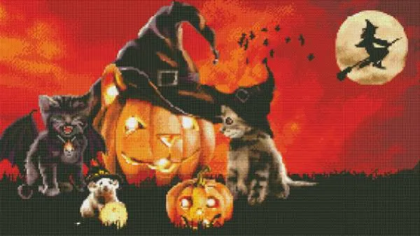 Diamond Painting Bild, Halloween, 80x45cm, 51 Farben, runde Steine, Vollbild