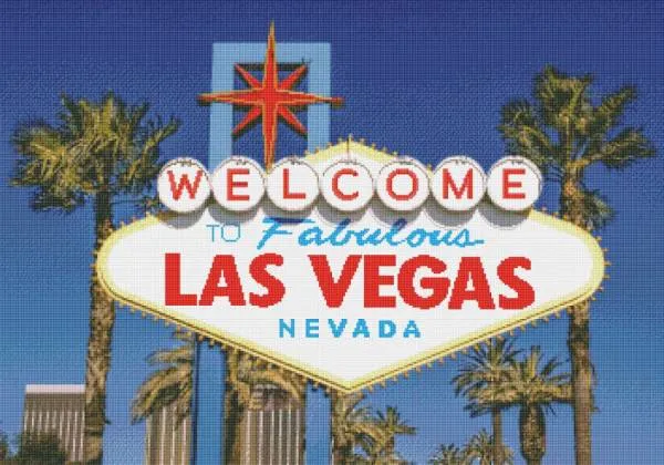 Diamond Painting Bild, Las Vegas, 100x70cm, 50 Farben inkl. 4 AB, runde Steine, Vollbild