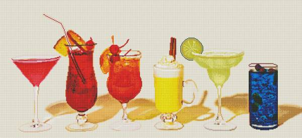 Diamond Painting Bild, Fruchtige Cocktails, runde Steinchen, 55x120cm, 54 Farben, Vollbild