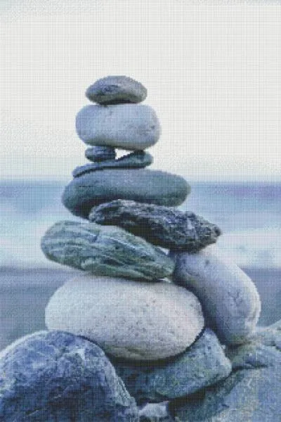 Diamond Painting picture, stones by the sea, 60x90cm, 39 colors, round stones, full size