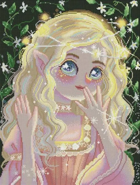 Diamond Painting Bild, Star Fairy, 50x66cm, 56 Farben inkl. 3 AB & 2 Feensteine, runde Steine, Vollbild