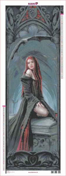 Anne Stokes, Await the Night, 50x150cm, 77 colors incl. AB & fairy stones, round stones, full picture