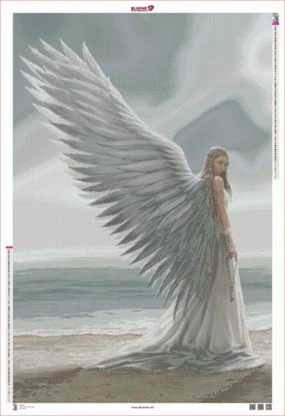 Anne Stokes, Spirit Guide, 100x150cm, 79 Farben inkl. AB & Feensteine, runde Steine, Vollbild