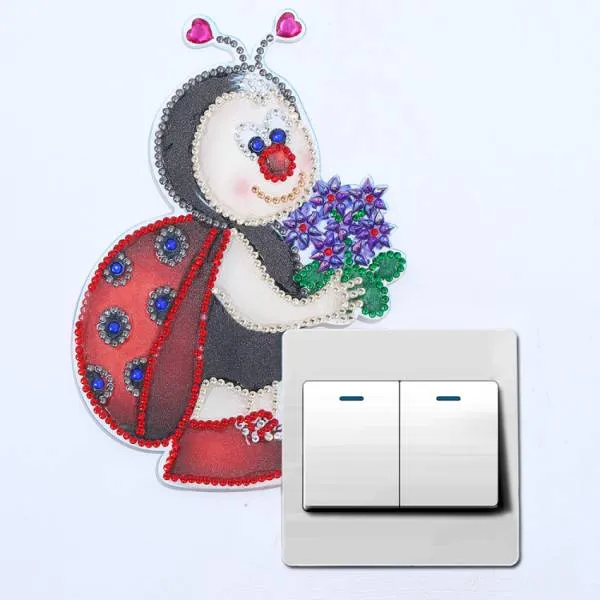 Deco for the light switch, beetle, painting set complete with rhinestones and special stones