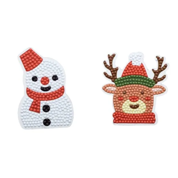 Schneemann & Rentier, als Kühlschrankmagnet nutzbar, 2er-Set