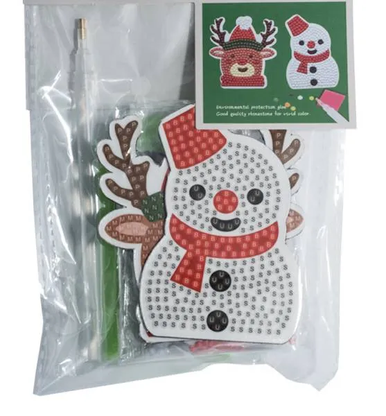 Schneemann & Rentier, als Kühlschrankmagnet nutzbar, 2er-Set