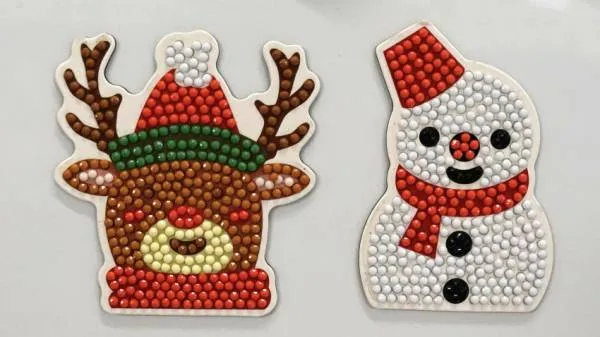 Schneemann & Rentier, als Kühlschrankmagnet nutzbar, 2er-Set