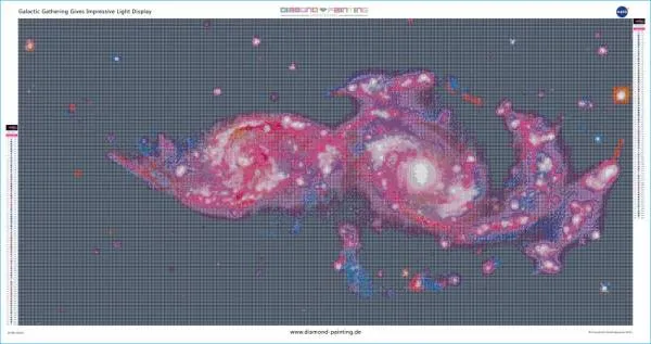Leinwandansicht - NASA - Galactic Gathering Gives Impressive Light, 120x60cm, 80 Farben, runde Steine, Vollbild