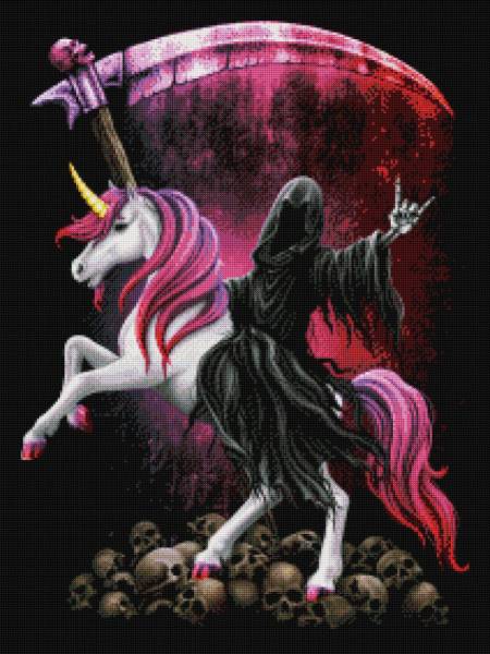 Sarah Richter, Demonicorn, 60x80cm, 50 Farben inkl. 3 AB, runde Steine, Vollbild