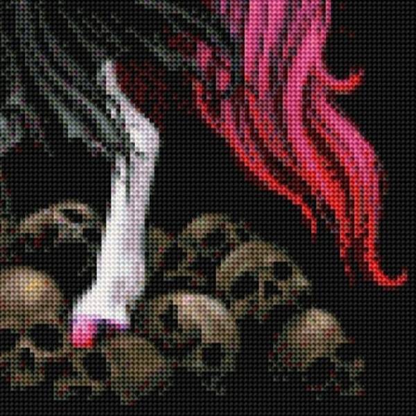 Sarah Richter, Demonicorn, 60x80cm, 50 colors incl. 3 AB, round stones, full picture