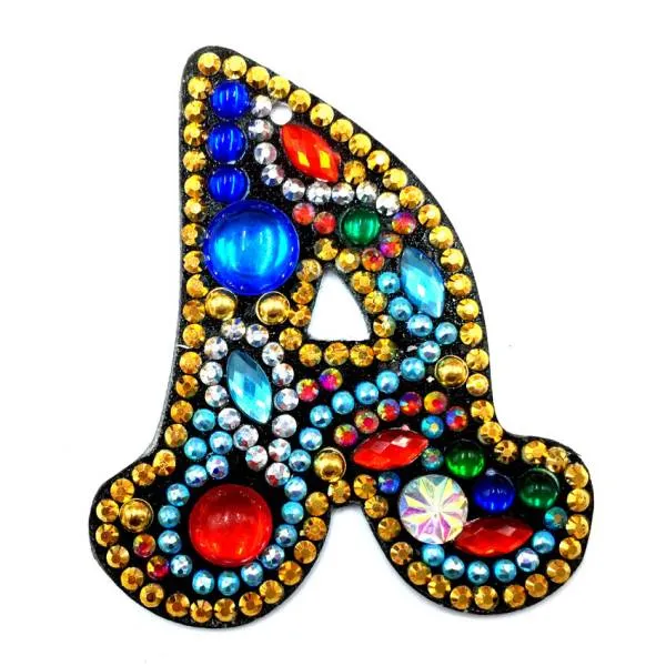 Schlüsselanhänger, Buchstabe A, Painting-Set komplett mit Strass und Sondersteinchen
