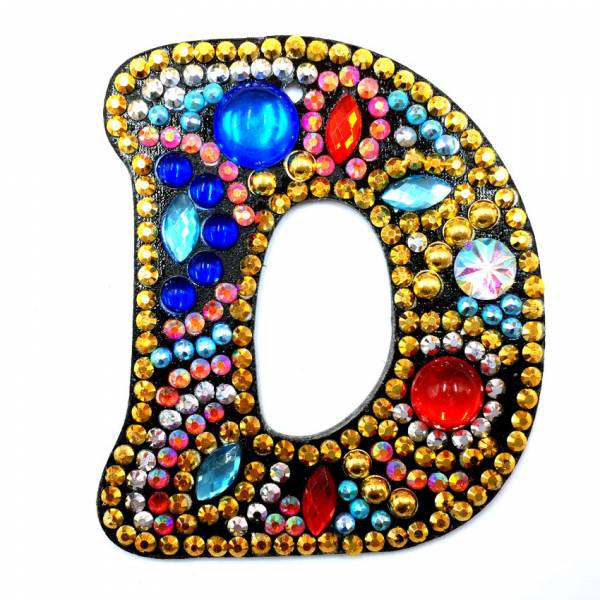 Schlüsselanhänger, Buchstabe D, Painting-Set komplett mit Strass und Sondersteinchen