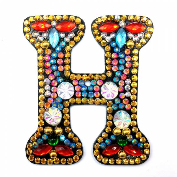Schlüsselanhänger, Buchstabe H, Painting-Set komplett mit Strass und Sondersteinchen