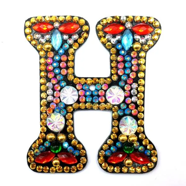 Schlüsselanhänger, Buchstabe H, Painting-Set komplett mit Strass und Sondersteinchen