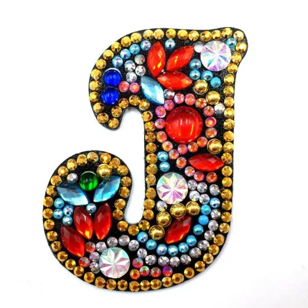 Schlüsselanhänger, Buchstabe J, Painting-Set komplett mit Strass und Sondersteinchen