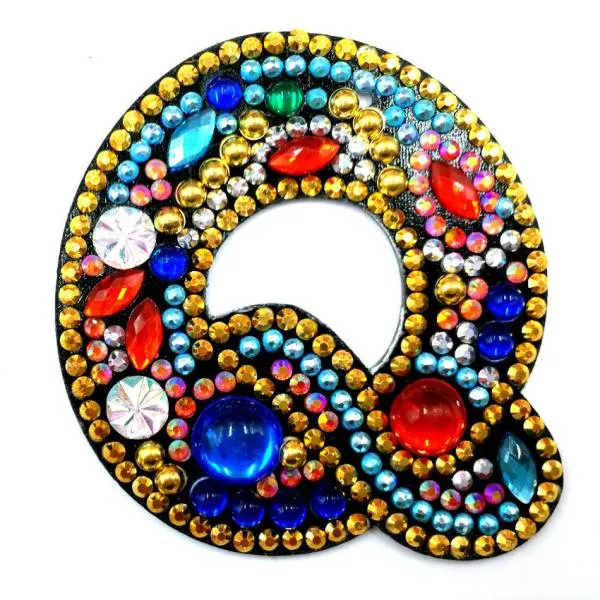 Schlüsselanhänger, Buchstabe Q, Painting-Set komplett mit Strass und Sondersteinchen