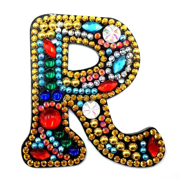 Schlüsselanhänger, Buchstabe R, Painting-Set komplett mit Strass und Sondersteinchen