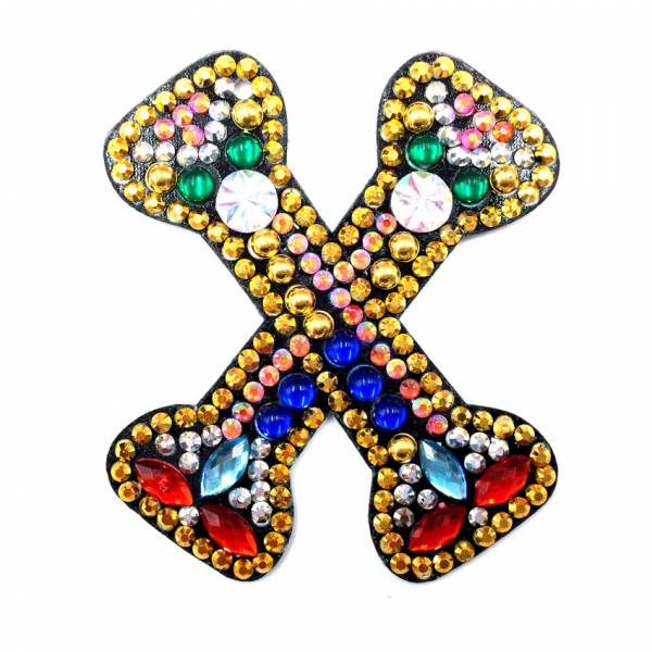 Schlüsselanhänger, Buchstabe X, Painting-Set komplett mit Strass und Sondersteinchen