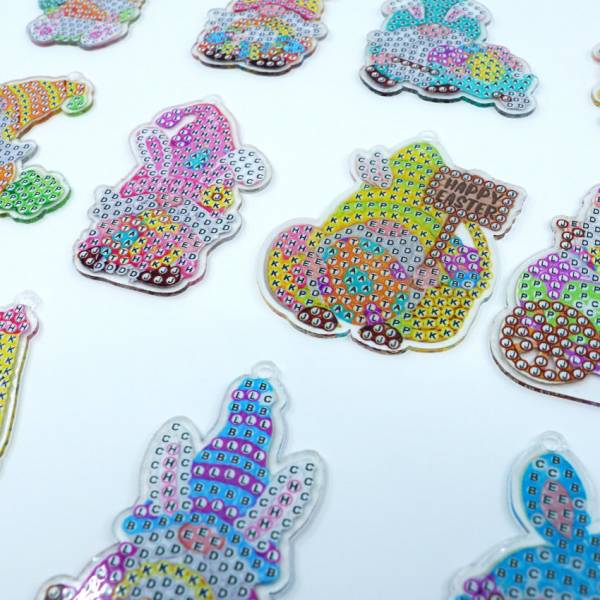 Keyring set, consisting of 12 pendants, motif eastern, painting-set complete with rhinestones