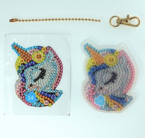 Schlüsselanhänger, Einhorn, Painting-Set komplett mit Strass, AB und Sondersteinchen