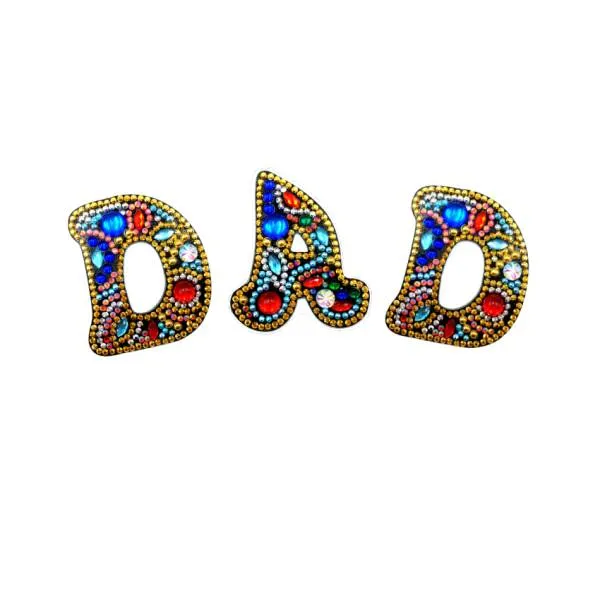 Keychain lettering Dad, painting set complete with rhinestones and special stones