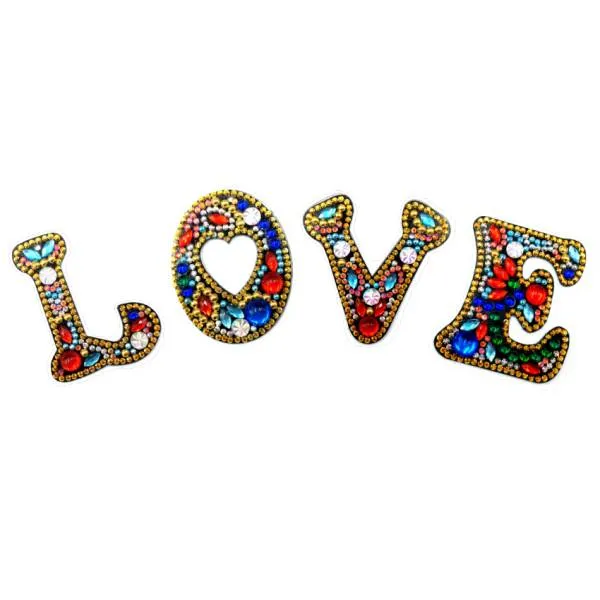 Schlüsselanhänger Schriftzug Love, Painting-Set komplett mit Strass und Sondersteinchen