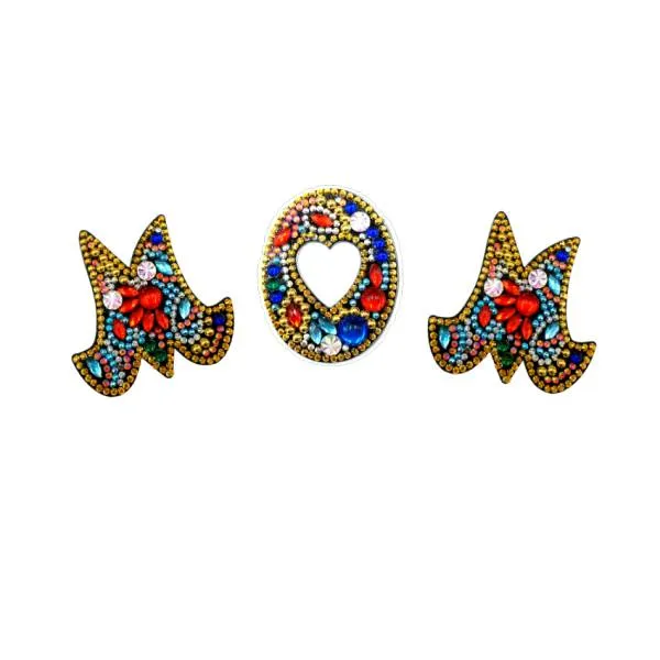 Schlüsselanhänger Schriftzug Mom, Painting-Set komplett mit Strass und Sondersteinchen
