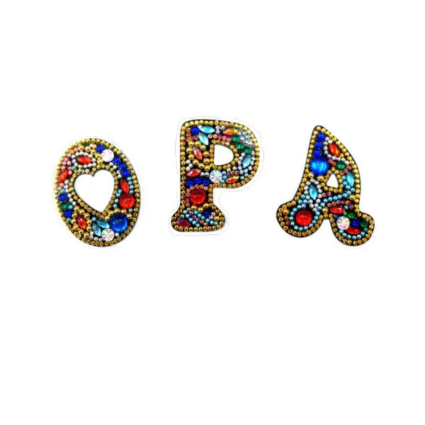 Schlüsselanhänger Schriftzug Opa, Painting-Set komplett mit Strass und Sondersteinchen