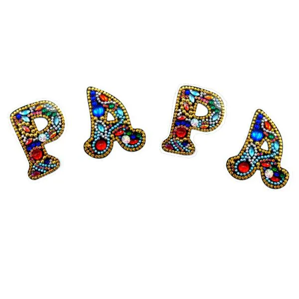 Schlüsselanhänger Schriftzug Papa, Painting-Set komplett mit Strass und Sondersteinchen