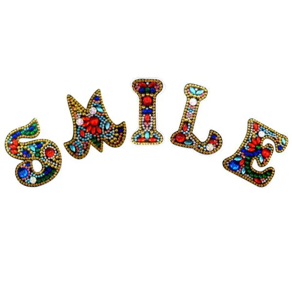 Schlüsselanhänger Schriftzug Smile, Painting-Set komplett mit Strass und Sondersteinchen