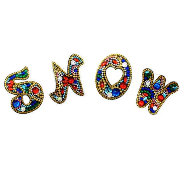 Schlüsselanhänger Schriftzug SNOW, Painting-Set komplett mit Strass und Sondersteinchen